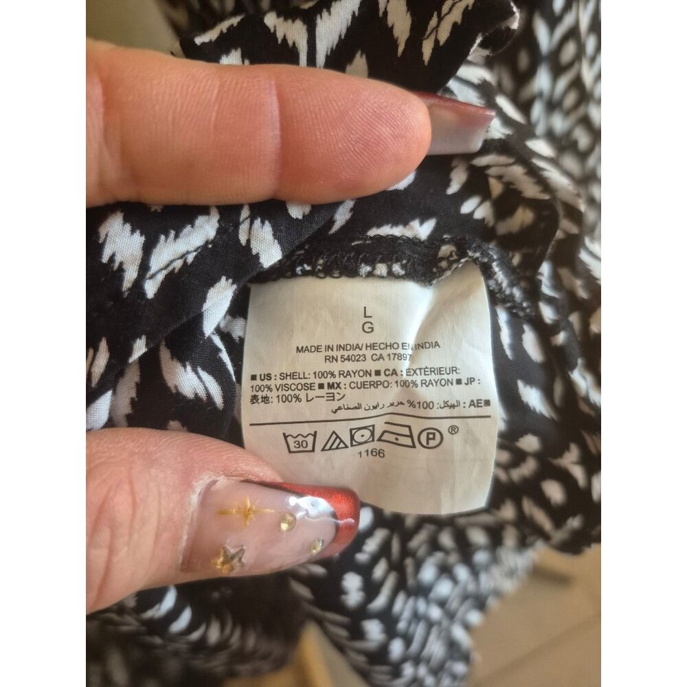 Old Navy Black & White Printed Spaghetti Strap Flowy Dress Size Large - Picture 5 of 7